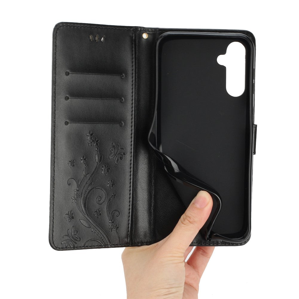 Samsung Galaxy M55 5G / C55 5G / F55 5G Plånboksfodral Fjärilsblommigt PU-läder mobilskal
