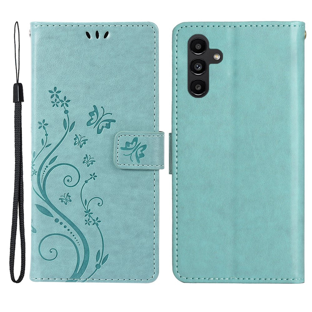 Samsung Galaxy M55 5G / C55 5G / F55 5G Plånboksfodral Fjärilsblommigt PU-läder mobilskal