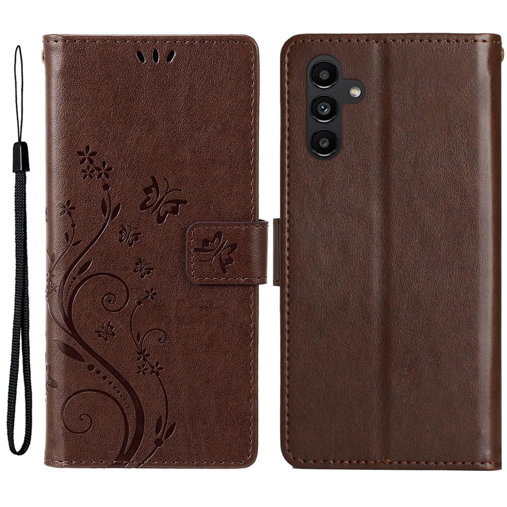 Samsung Galaxy M55 5G / C55 5G / F55 5G Plånboksfodral Fjärilsblommigt PU-läder mobilskal