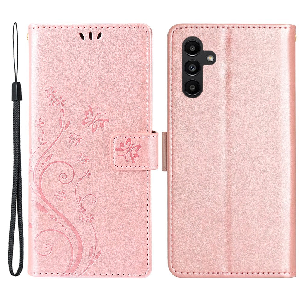 Samsung Galaxy M55 5G / C55 5G / F55 5G Plånboksfodral Fjärilsblommigt PU-läder mobilskal