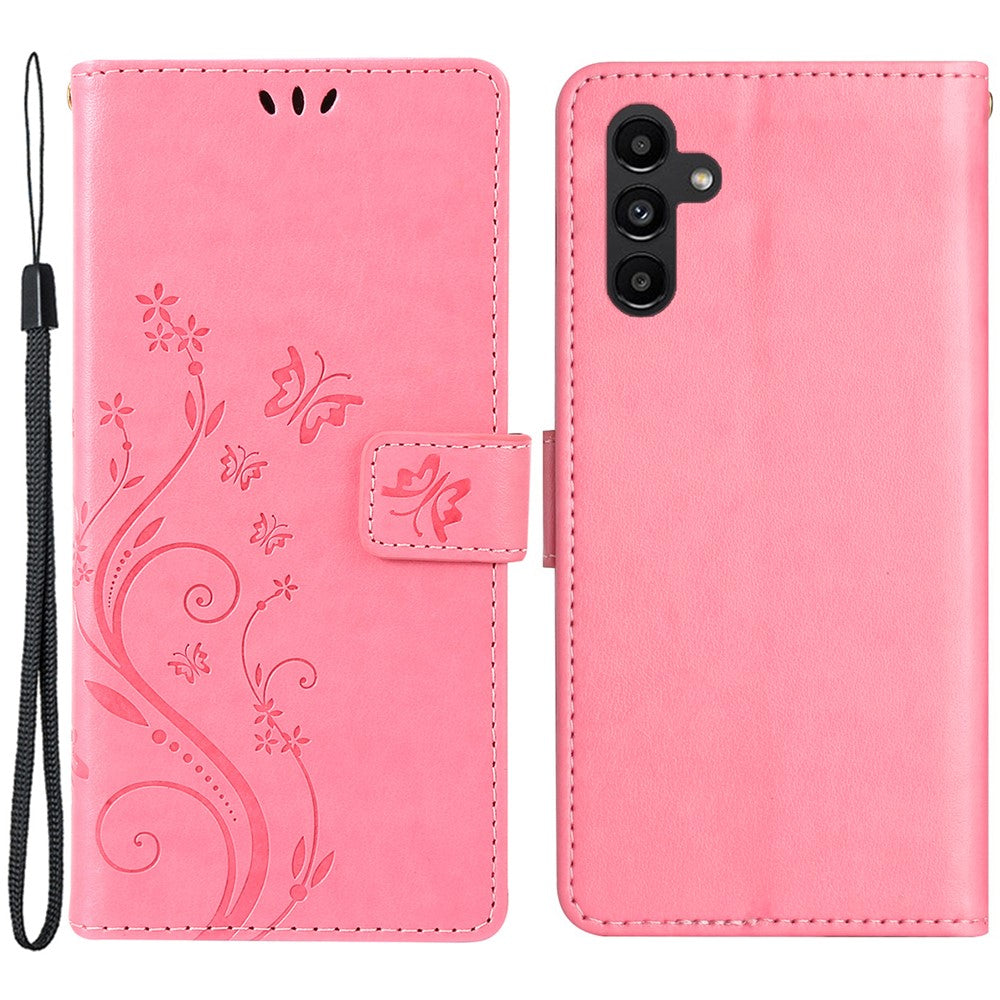 Samsung Galaxy M55 5G / C55 5G / F55 5G Plånboksfodral Fjärilsblommigt PU-läder mobilskal