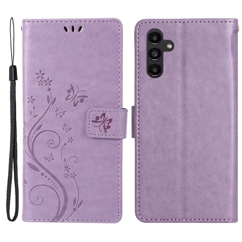 Samsung Galaxy M55 5G / C55 5G / F55 5G Plånboksfodral Fjärilsblommigt PU-läder mobilskal