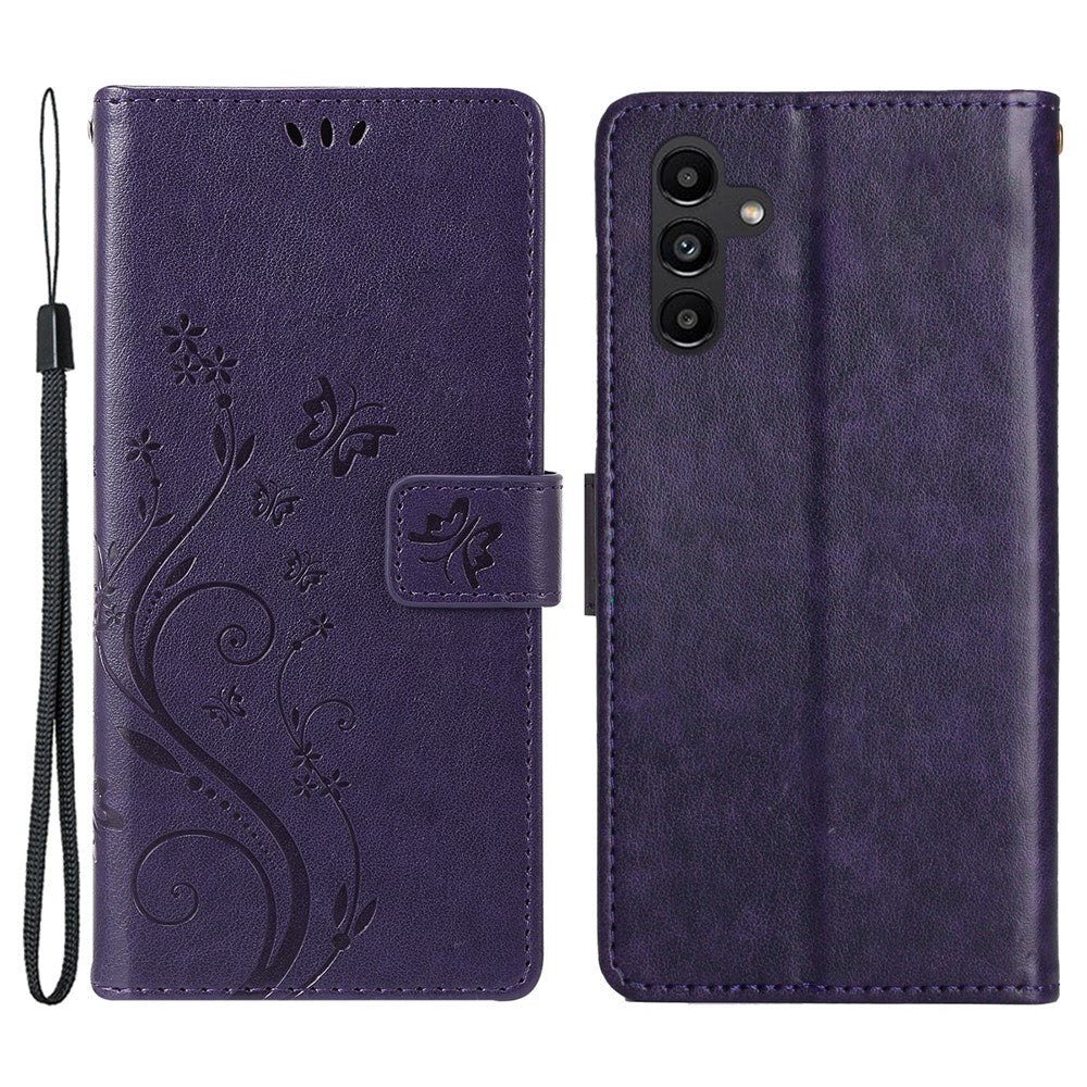 Samsung Galaxy M55 5G / C55 5G / F55 5G Plånboksfodral Fjärilsblommigt PU-läder mobilskal