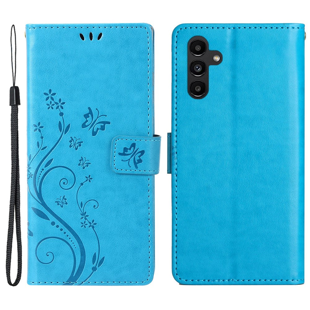 Samsung Galaxy M55 5G / C55 5G / F55 5G Plånboksfodral Fjärilsblommigt PU-läder mobilskal