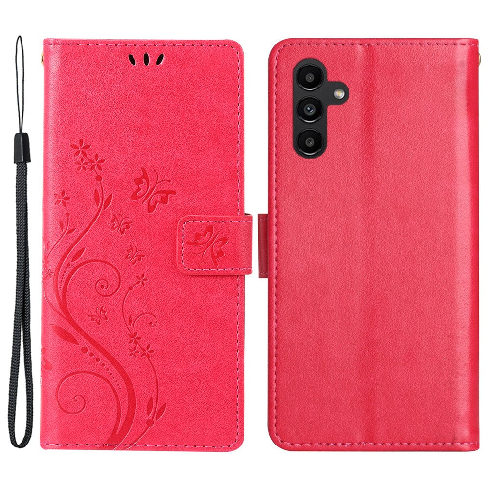 Samsung Galaxy M55 5G / C55 5G / F55 5G Plånboksfodral Fjärilsblommigt PU-läder mobilskal
