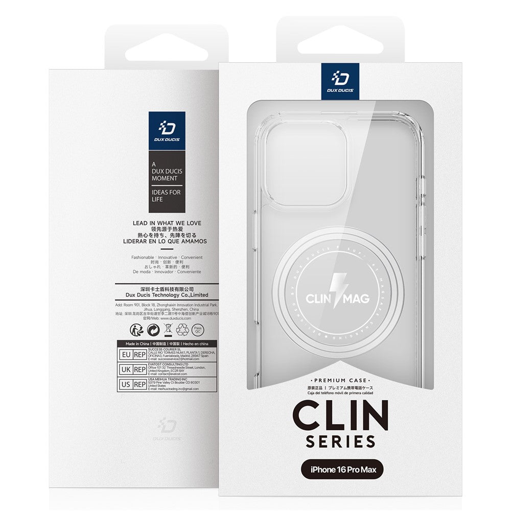 DUX DUCIS Clin Series for iPhone 16 Pro Max Magnetic Case Shockproof PC+TPU Phone Cover