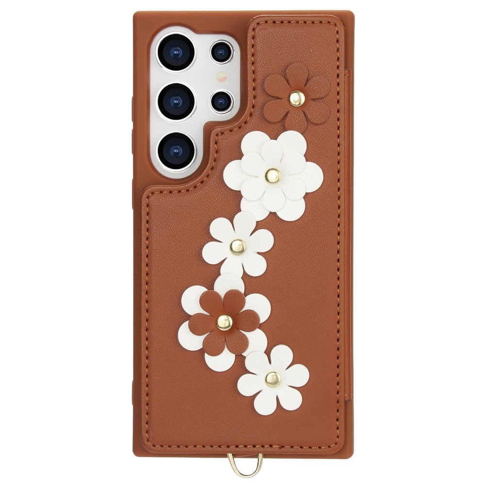 SY-001 cover til Samsung Galaxy S24 Ultra, stativ, læder+TPU, skulderrem, mobilbeskyttelse
