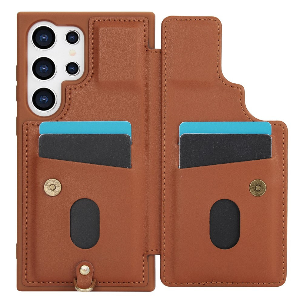 SY-001 cover til Samsung Galaxy S24 Ultra, stativ, læder+TPU, skulderrem, mobilbeskyttelse