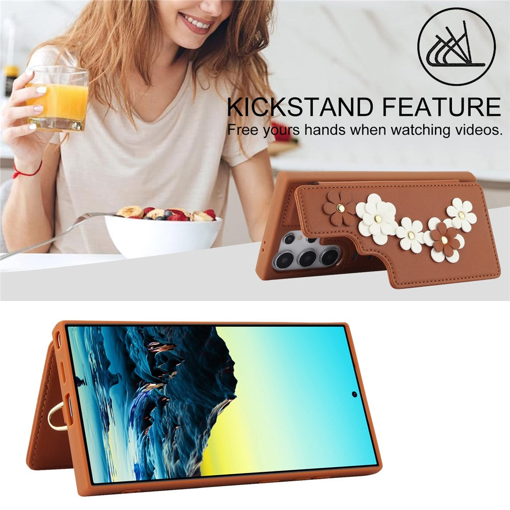 SY-001 cover til Samsung Galaxy S24 Ultra, stativ, læder+TPU, skulderrem, mobilbeskyttelse