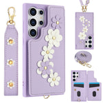 SY-001 cover til Samsung Galaxy S24 Ultra, stativ, læder+TPU, skulderrem, mobilbeskyttelse