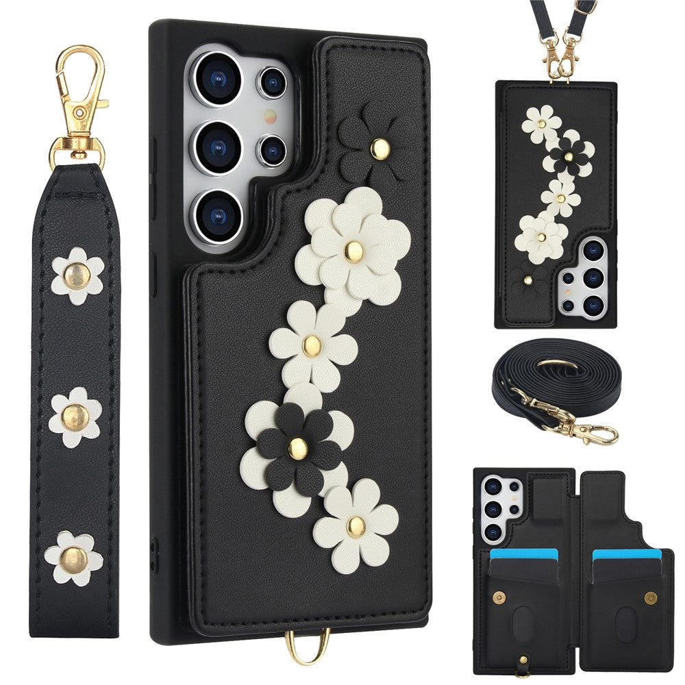 SY-001 cover til Samsung Galaxy S24 Ultra, stativ, læder+TPU, skulderrem, mobilbeskyttelse