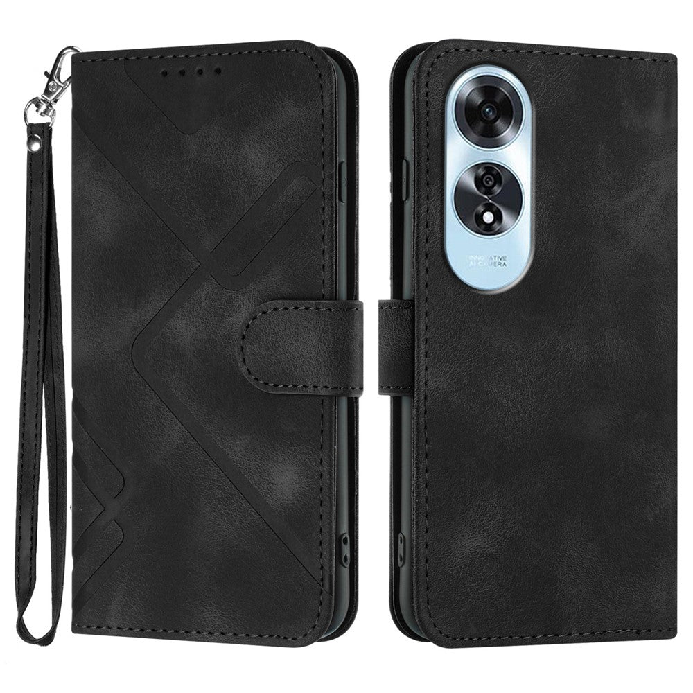 YX0040 For Oppo A60 4G Case Wallet Geometric Phone Leather Cover with Hand Strap