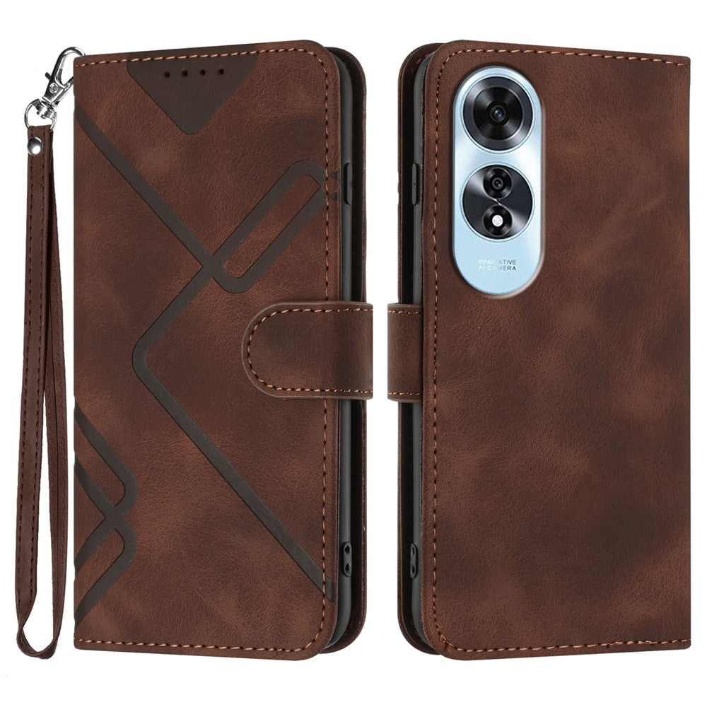 YX0040 For Oppo A60 4G Case Wallet Geometric Phone Leather Cover with Hand Strap
