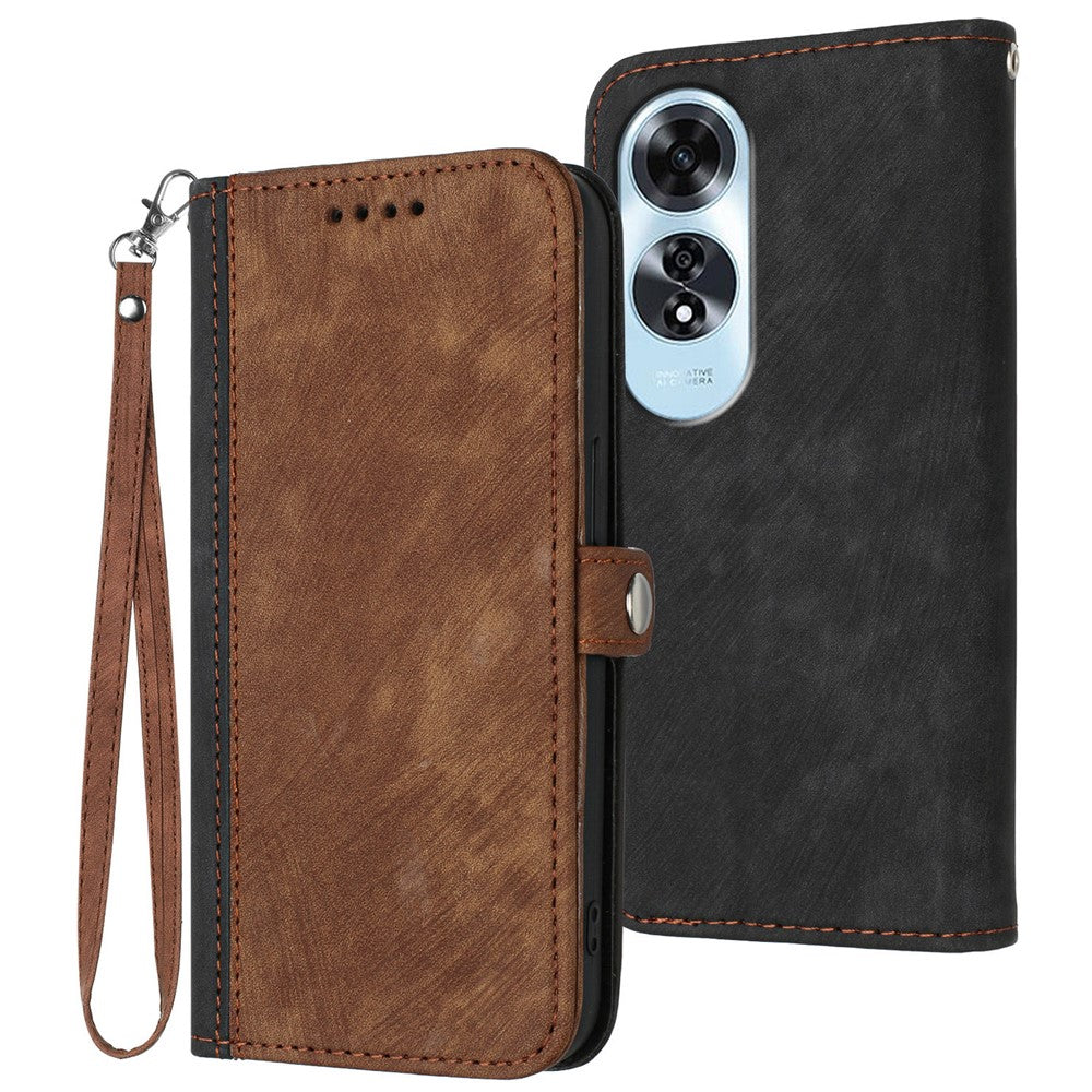 YX0020 For Oppo A60 4G Leather Case Folding Stand Wallet Phone Cover with Strap
