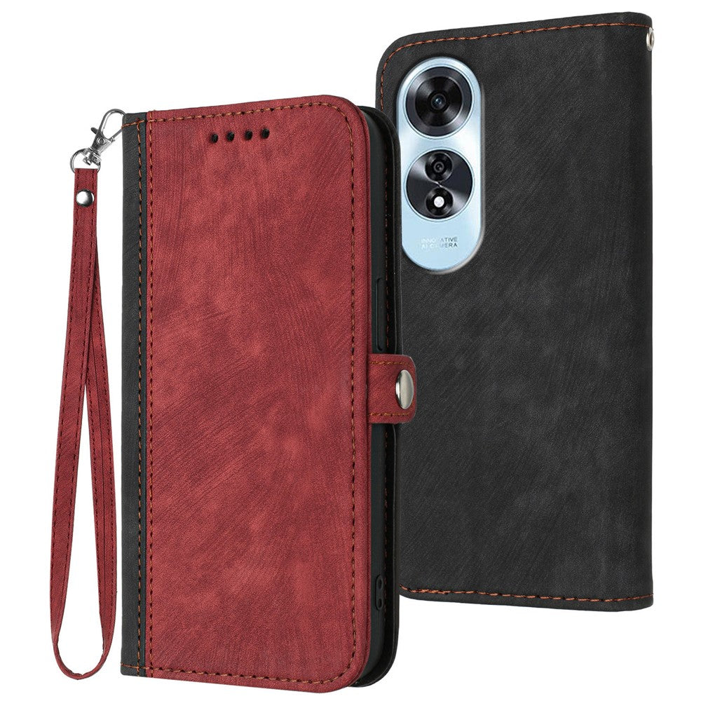 YX0020 For Oppo A60 4G Leather Case Folding Stand Wallet Phone Cover with Strap