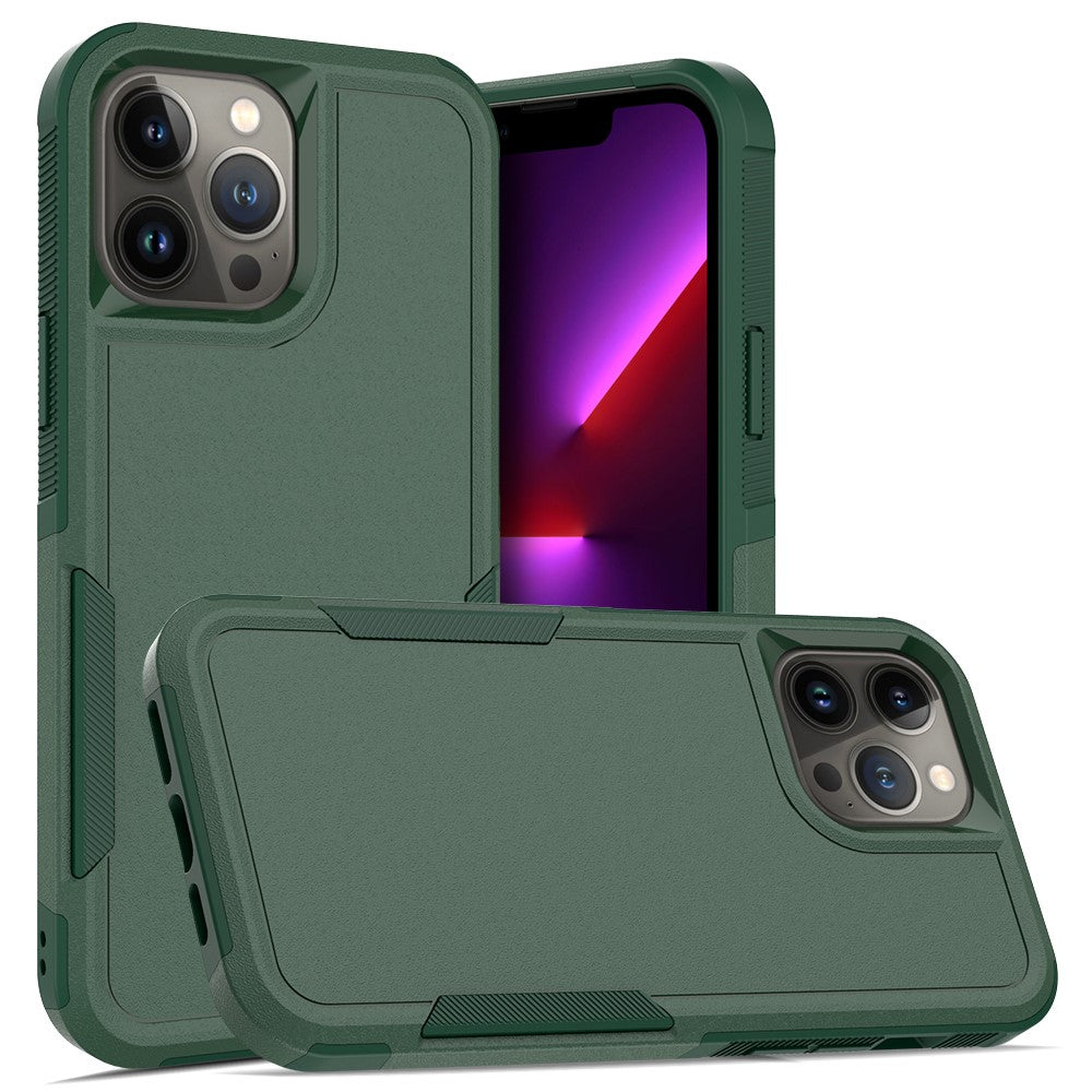 Til iPhone 13 Pro Max 6.7 tommer PC + blødt TPU Dobbeltlagsbeskyttelsescover Ridsefast Telefoncover