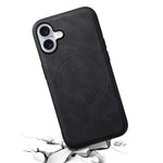 DENIOR A11 For iPhone 16 Plus Magnetic Case Leather+PC+TPU Anti-Scratch Retro Phone Cover