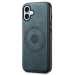 DENIOR A11 For iPhone 16 Plus Magnetic Case Leather+PC+TPU Anti-Scratch Retro Phone Cover