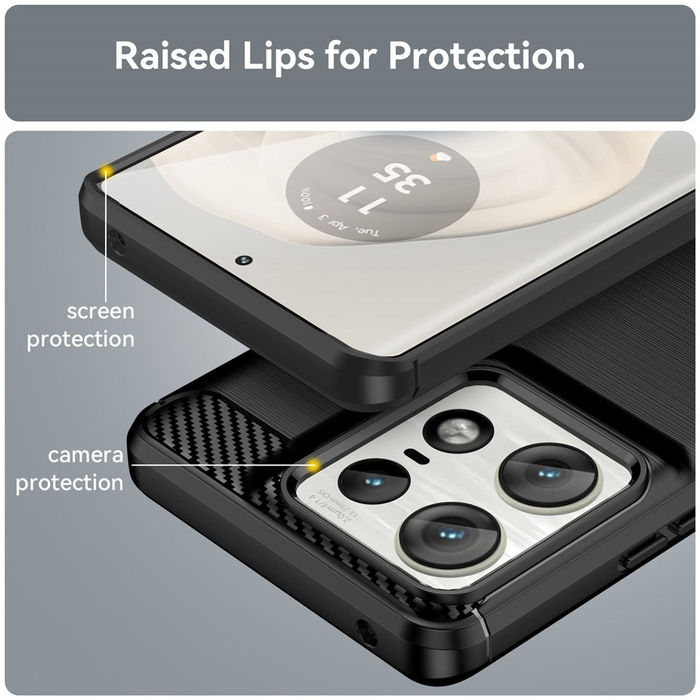 For Motorola Edge 50 Pro 5G Case Carbon Fiber Texture Brushed Soft TPU Phone Cover