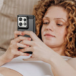 For Motorola Edge 50 Pro 5G Case Carbon Fiber Texture Brushed Soft TPU Phone Cover
