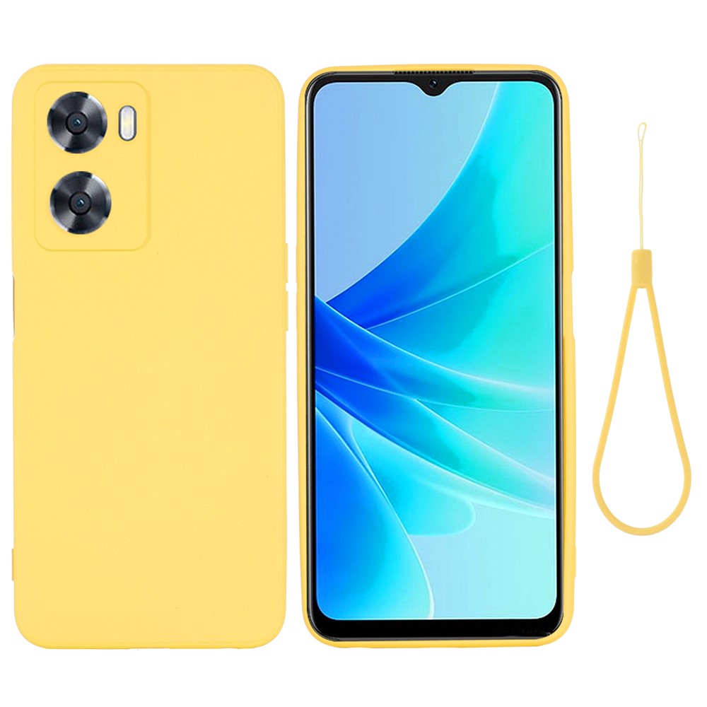 For Oppo A77 4G / A77s 4G / A57e 4G Slim Case Liquid Silicone Phone Cover with Hand Strap
