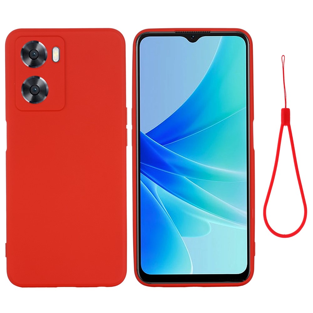 For Oppo A77 4G / A77s 4G / A57e 4G Slim Case Liquid Silicone Phone Cover with Hand Strap