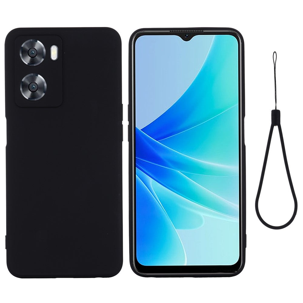 For Oppo A77 4G / A77s 4G / A57e 4G Slim Case Liquid Silicone Phone Cover with Hand Strap