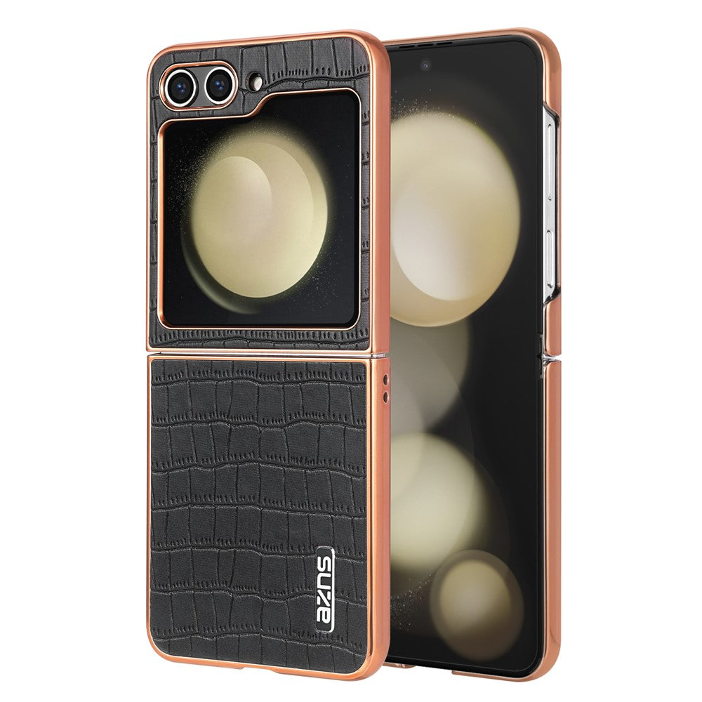 AZNS For Samsung Galaxy Z Flip7 FE 5G / Z Flip6 5G Case Crocodile Pattern PU Leather Phone Cover