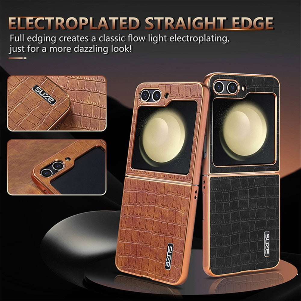 AZNS For Samsung Galaxy Z Flip7 FE 5G / Z Flip6 5G Case Crocodile Pattern PU Leather Phone Cover