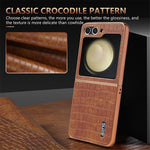 AZNS For Samsung Galaxy Z Flip7 FE 5G / Z Flip6 5G Case Crocodile Pattern PU Leather Phone Cover