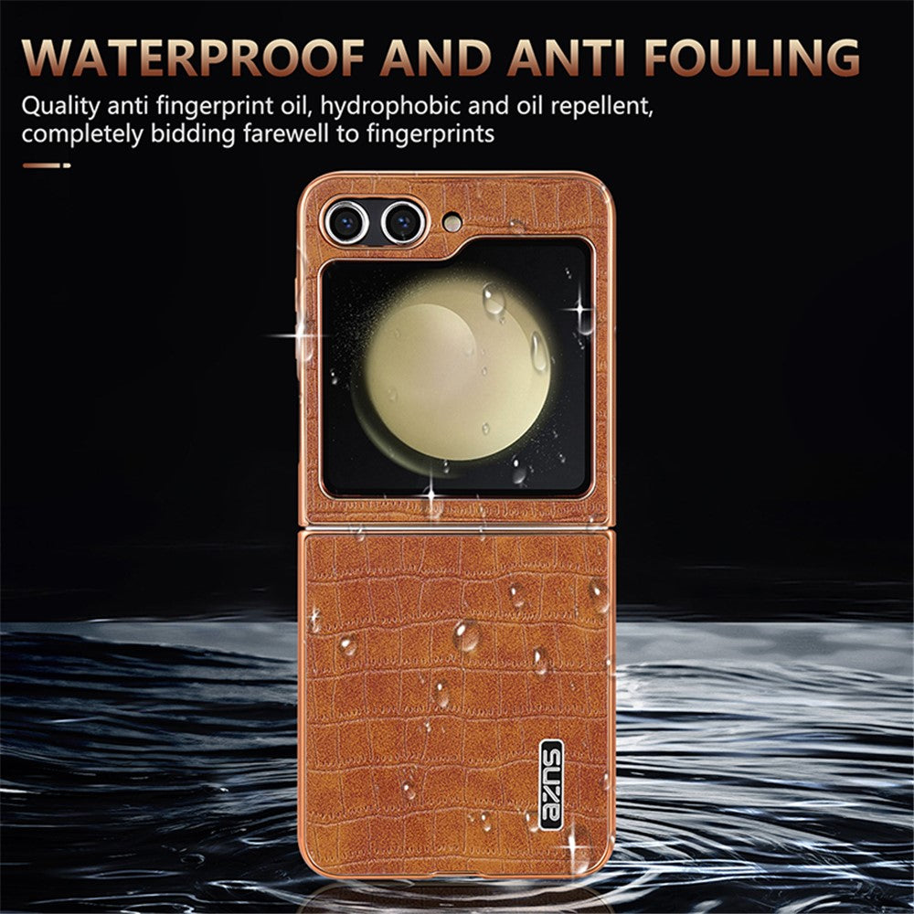 AZNS For Samsung Galaxy Z Flip7 FE 5G / Z Flip6 5G Case Crocodile Pattern PU Leather Phone Cover