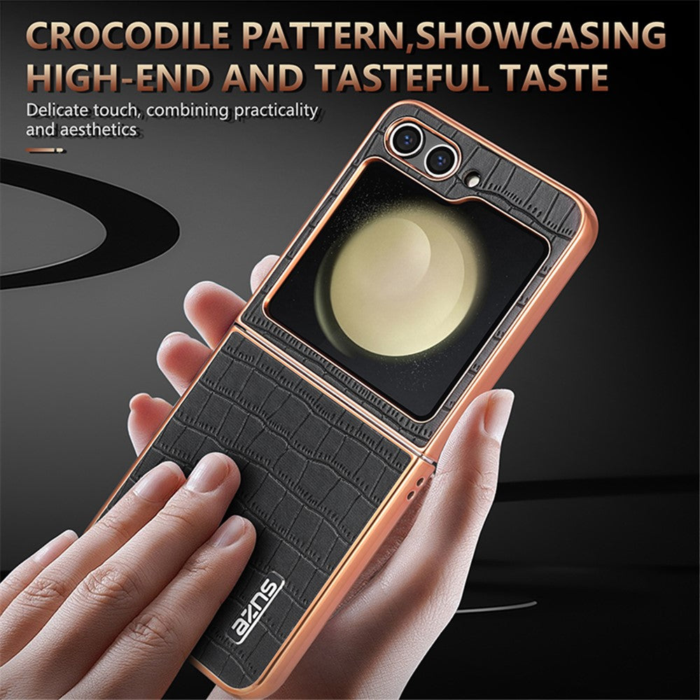 AZNS For Samsung Galaxy Z Flip7 FE 5G / Z Flip6 5G Case Crocodile Pattern PU Leather Phone Cover