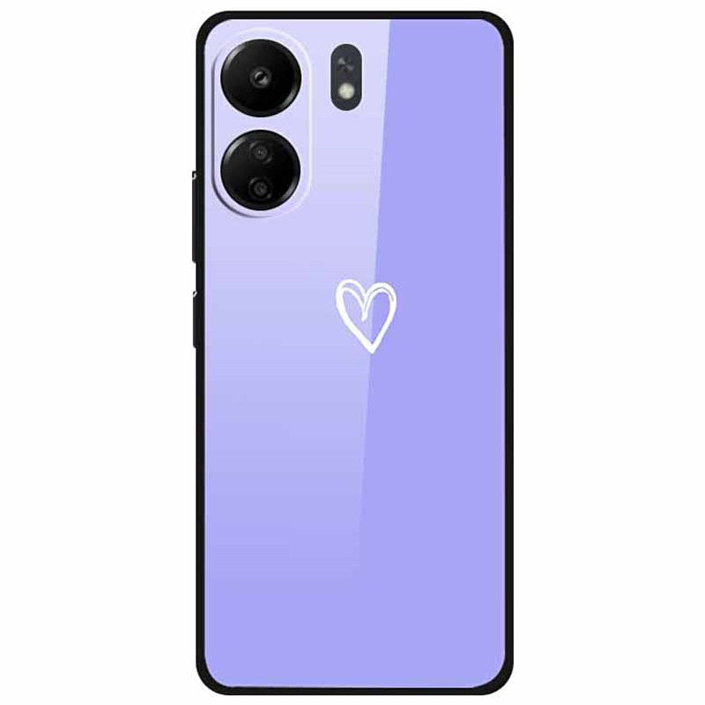 For Xiaomi Redmi 13C 4G / Poco C65 4G Case Pattern Print Tempered Glass+TPU Phone Cover