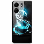 For Xiaomi Redmi 13C 4G / Poco C65 4G Case Pattern Print Tempered Glass+TPU Phone Cover