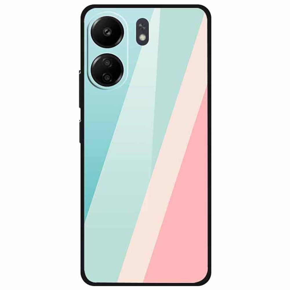 For Xiaomi Redmi 13C 4G / Poco C65 4G Case Pattern Print Tempered Glass+TPU Phone Cover