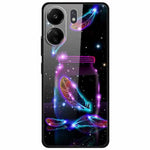 For Xiaomi Redmi 13C 4G / Poco C65 4G Case Pattern Print Tempered Glass+TPU Phone Cover