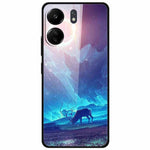 For Xiaomi Redmi 13C 4G / Poco C65 4G Case Pattern Print Tempered Glass+TPU Phone Cover