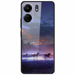 For Xiaomi Redmi 13C 4G / Poco C65 4G Case Pattern Print Tempered Glass+TPU Phone Cover