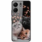 For Xiaomi Redmi 13C 4G / Poco C65 4G Case Pattern Print Tempered Glass+TPU Phone Cover