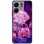 For Xiaomi Redmi 13C 4G / Poco C65 4G Case Pattern Print Tempered Glass+TPU Phone Cover