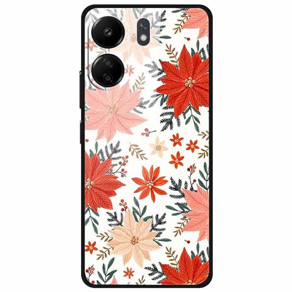 For Xiaomi Redmi 13C 4G / Poco C65 4G Case Pattern Print Tempered Glass+TPU Phone Cover