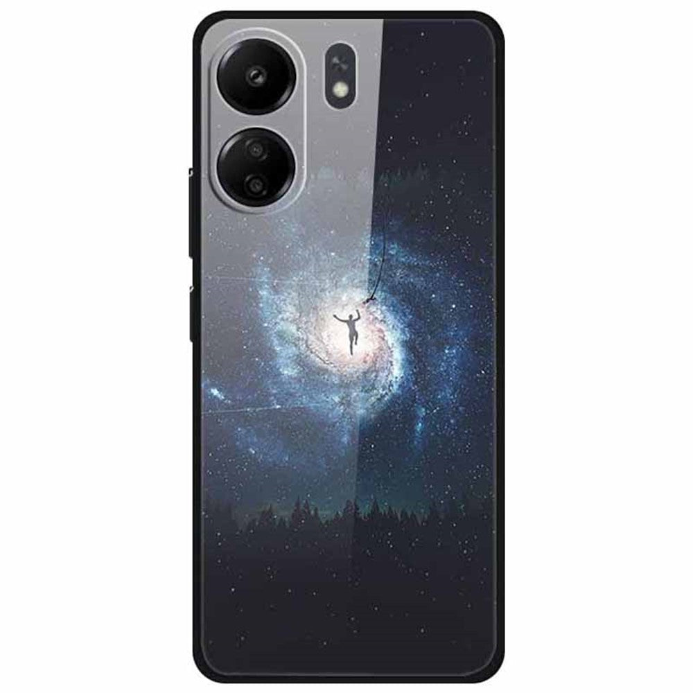 For Xiaomi Redmi 13C 4G / Poco C65 4G Case Pattern Print Tempered Glass+TPU Phone Cover