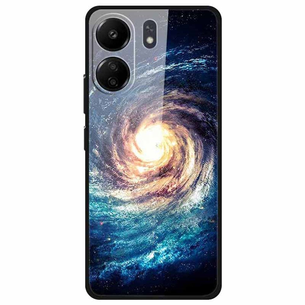 For Xiaomi Redmi 13C 4G / Poco C65 4G Case Pattern Tempered Glass Anti-Drop Phone Cover