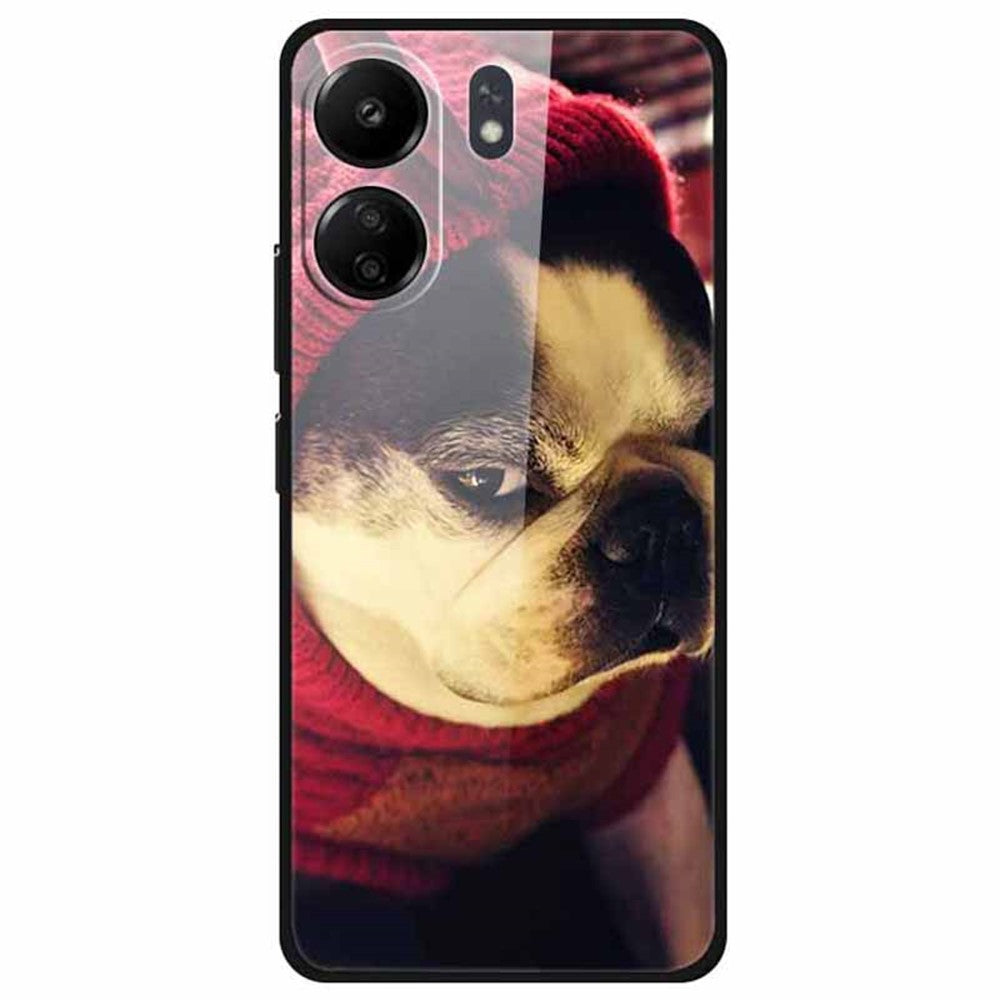 For Xiaomi Redmi 13C 4G / Poco C65 4G Case Pattern Tempered Glass Anti-Drop Phone Cover