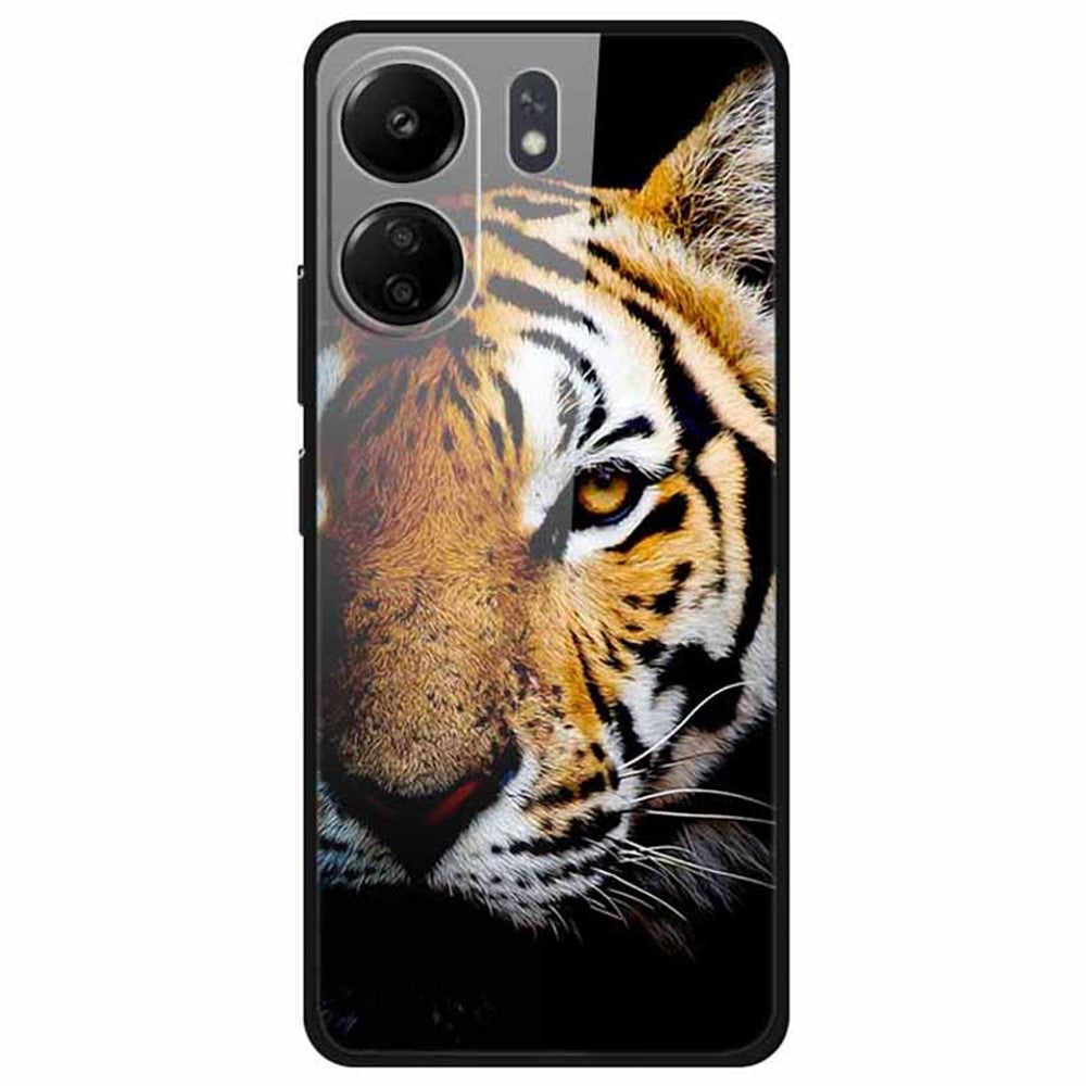 For Xiaomi Redmi 13C 4G / Poco C65 4G Case Pattern Tempered Glass Anti-Drop Phone Cover