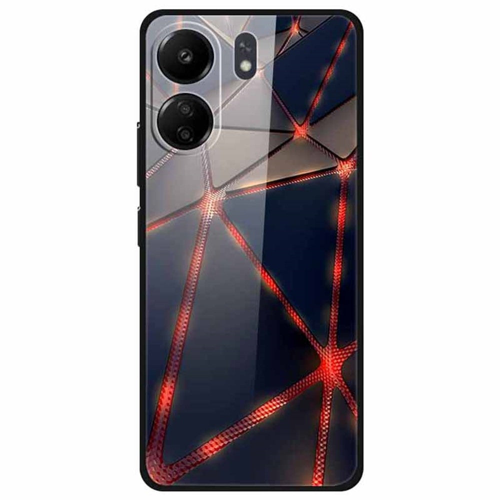 For Xiaomi Redmi 13C 4G / Poco C65 4G Case Pattern Tempered Glass Anti-Drop Phone Cover