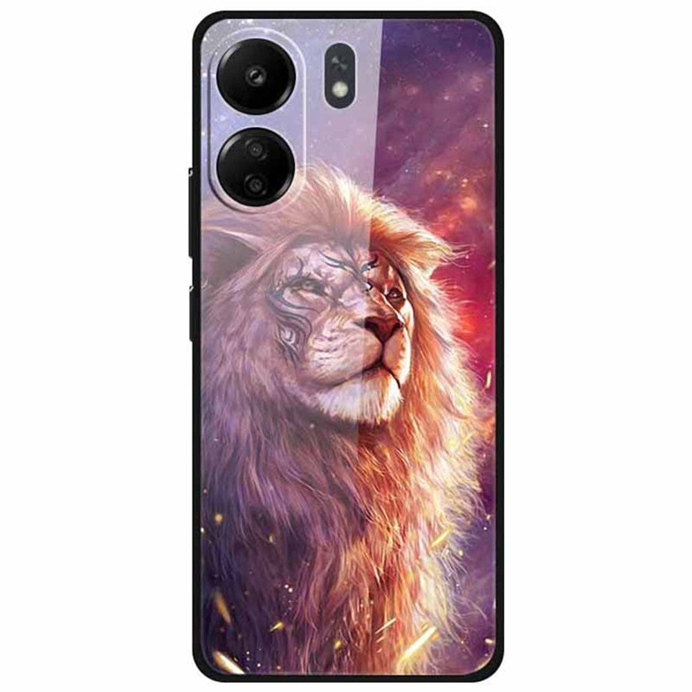 For Xiaomi Redmi 13C 4G / Poco C65 4G Case Anti-Scratch Tempered Glass Pattern Phone Cover