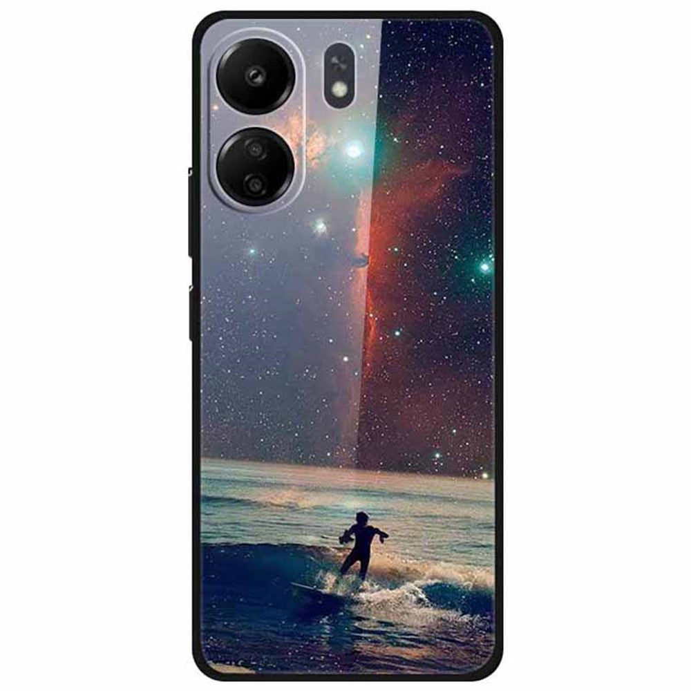 For Xiaomi Redmi 13C 4G / Poco C65 4G Case Anti-Scratch Tempered Glass Pattern Phone Cover
