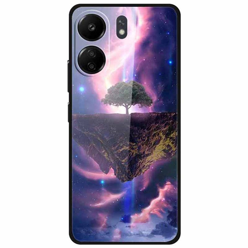 For Xiaomi Redmi 13C 4G / Poco C65 4G Case Anti-Scratch Tempered Glass Pattern Phone Cover