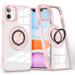 For iPhone 12  /  12 Pro Magnetic Phone Case Kickstand TPU Frame Clear PC Back Cover